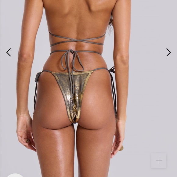 Gold and Black Strappy Bikini Bottom - Picture 1 of 5